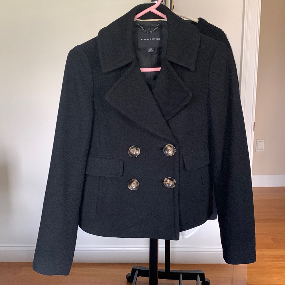 Banana Republic wool blend cropped Peacoat
